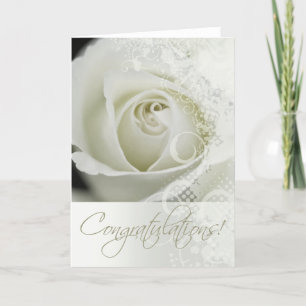 Congratulations Wedding Bridal Lace Rose (white) Holiday Card