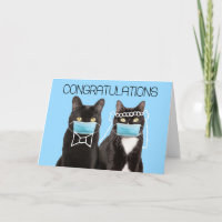 Congratulations Wedding Cats in Covid-19 Face Mask