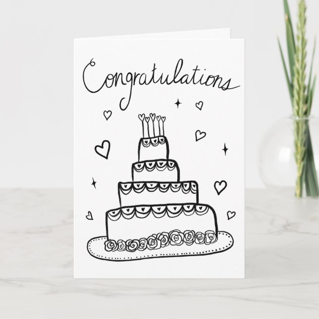 Congratulations Wedding Engagement Sketch Doodle  Card (Front)