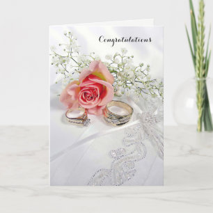 Congratulations Wedding Rings On Satin Pillow Card