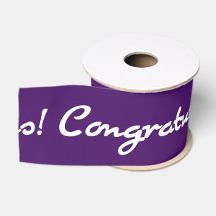 Congratulations White Casual Script Grosgrain Ribbon
