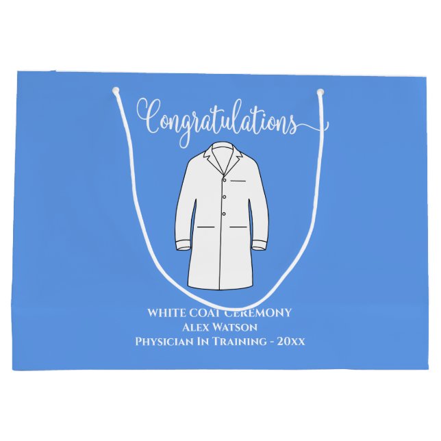 Congratulations White Coat Physician Doctor Large Gift Bag (Back)