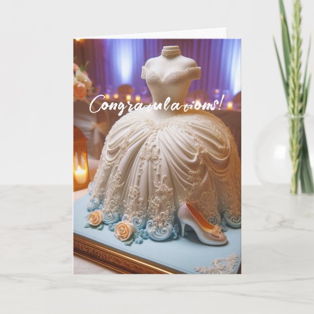 Congratulations White Floral Bridal Shower Card (Front)