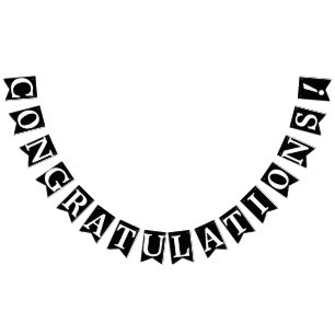 CONGRATULATIONS, White Text On Black Bunting