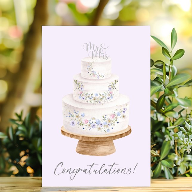 Congratulations Wildflower Wedding Cake Card (Creator Uploaded)