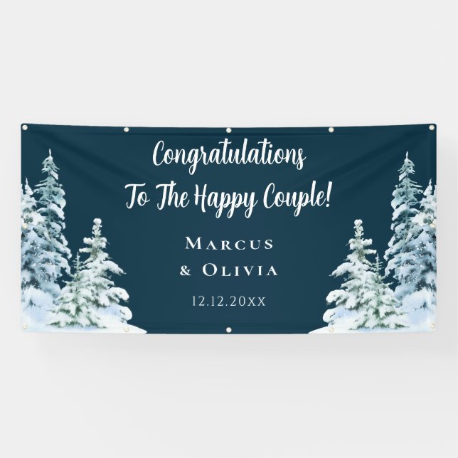 Congratulations Winter Engagement Wedding Banner (Horizontal)