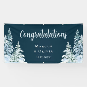 Winter Wonderland Wedding BirchTrees Stars Snow Banner