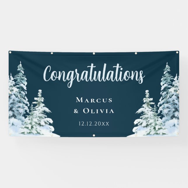 Congratulations Winter Wedding Banner (Horizontal)