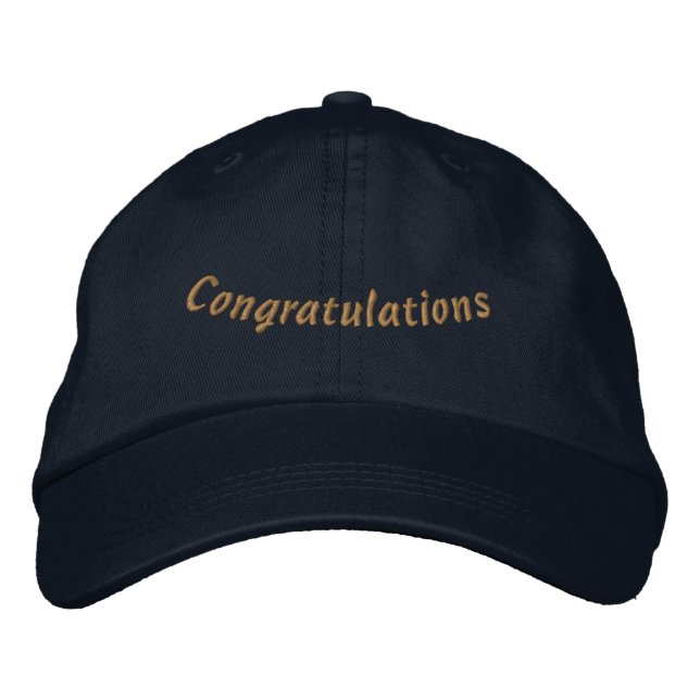 Congratulations Wishes Printed Navy Eye Catching Embroidered Hat (Front)