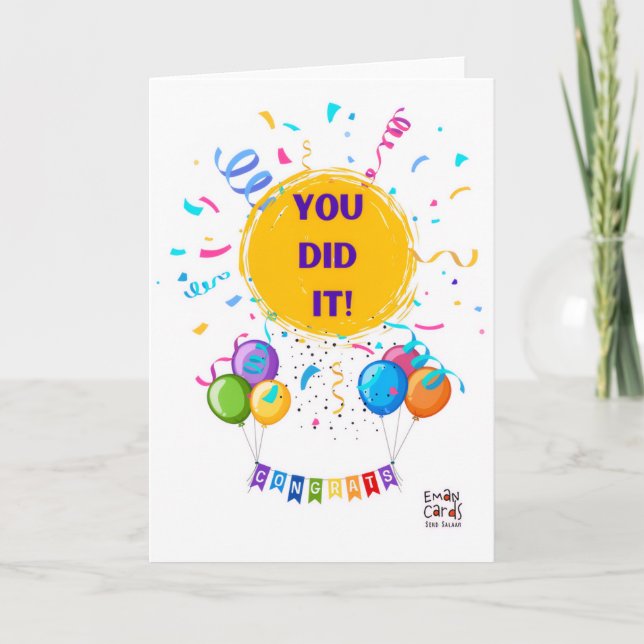 Congratulations with Confetti and Balloons Card (Front)