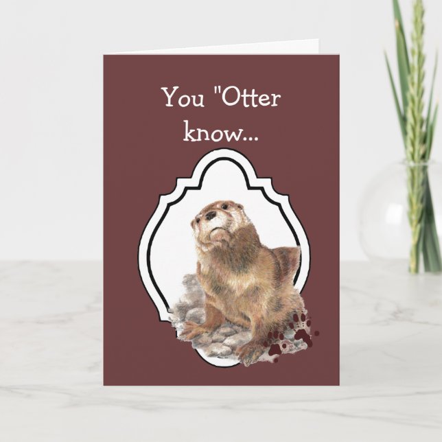 Congratulations with Cute Watercolor Otter Card (Front)