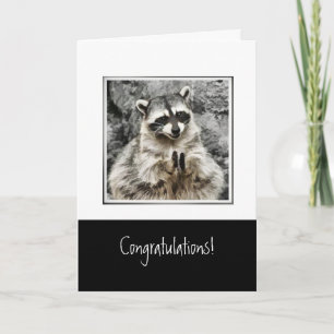 Congratulations with Funny Clapping Racoon Pet Holiday Card