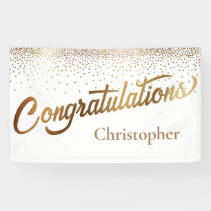 Congratulations with Gold Confetti on White Banner
