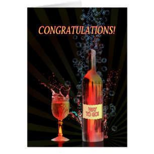 Congratulations with splashing wine