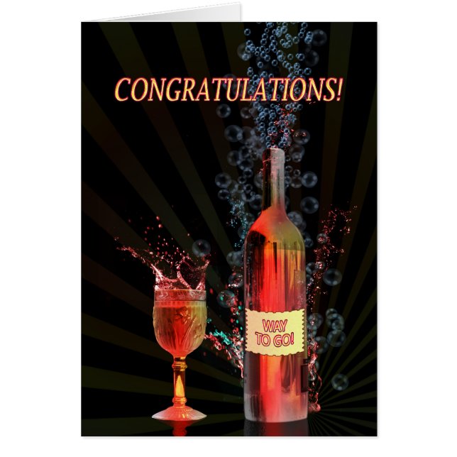 Congratulations with splashing wine (Front)