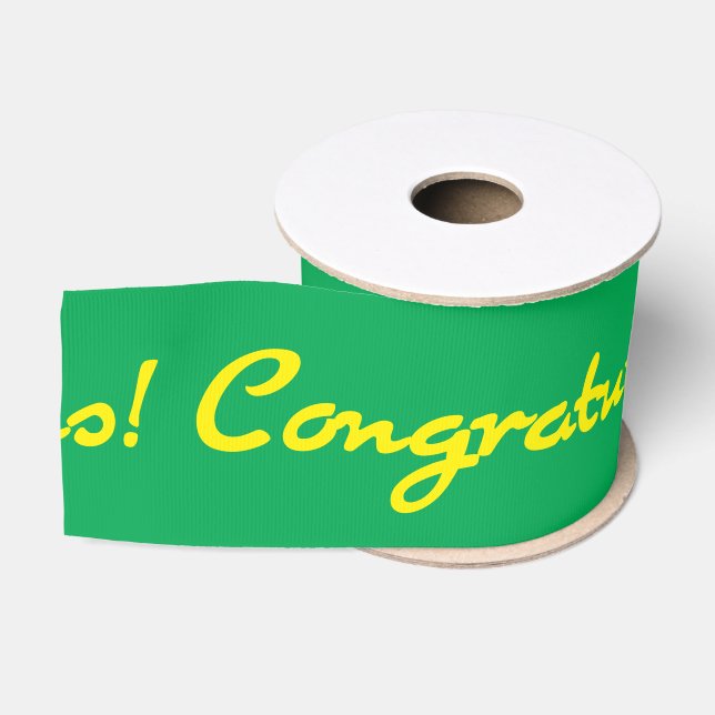 Congratulations Yellow Casual Script Grosgrain Ribbon (Spool)