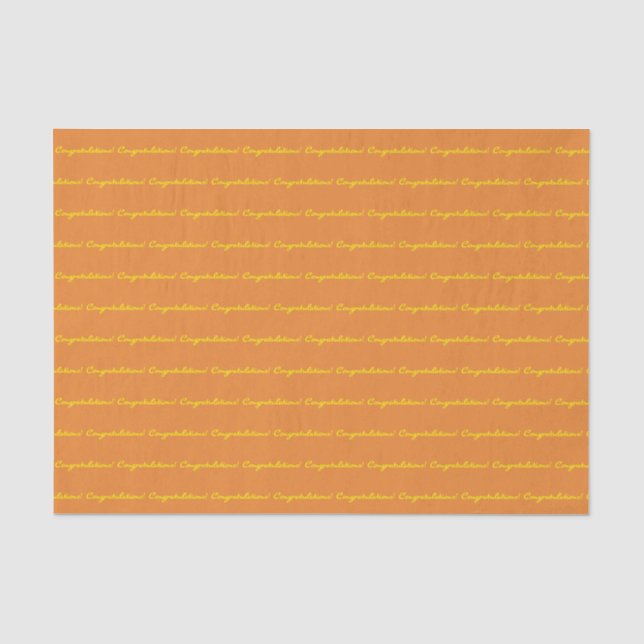 Congratulations! Yellow Casual Script Repeating Tissue Paper (Front)