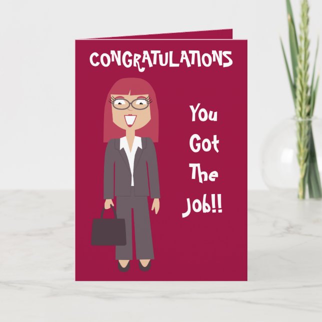 Congratulations You Got The Job Business Woman Card (Front)