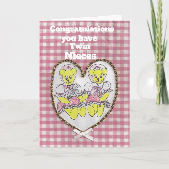Congratulations you have twin nieces card (Front)