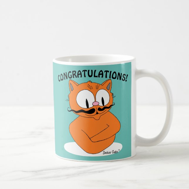 CONGRATULATIONS! YOU THE MAN! Cartoon Cat Coffee Mug (Right)