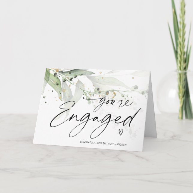Congratulations You're Engaged Bride Groom Elegant Card (Front)