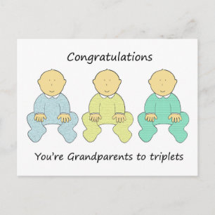Congratulations You're Grandparents to Triplets Postcard