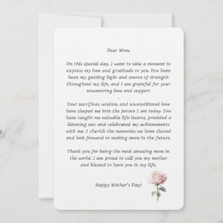 Congratulatory text for mum Happy Mother's Day Thank You Card