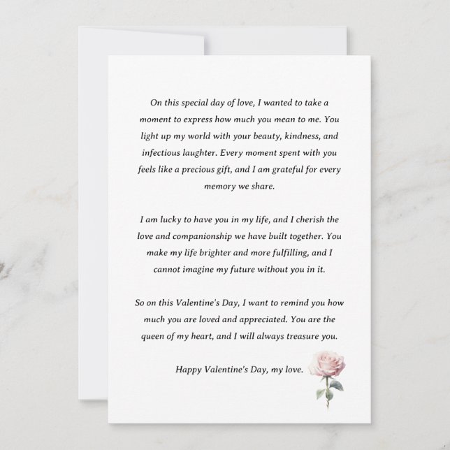 Congratulatory text for the bride, wife holiday card (Front)