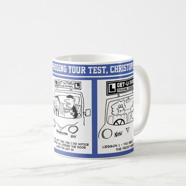 Congratutions on Passing Driving Test 3 Cartoons. Coffee Mug (Front Right)