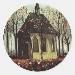 Congregation at Church, Nuenen by Vincent van Gogh Classic Round Sticker
