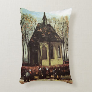 Congregation at Church, Nuenen by Vincent van Gogh Decorative Cushion