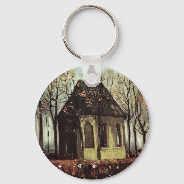 Congregation at Church, Nuenen by Vincent van Gogh Key Ring (Front)