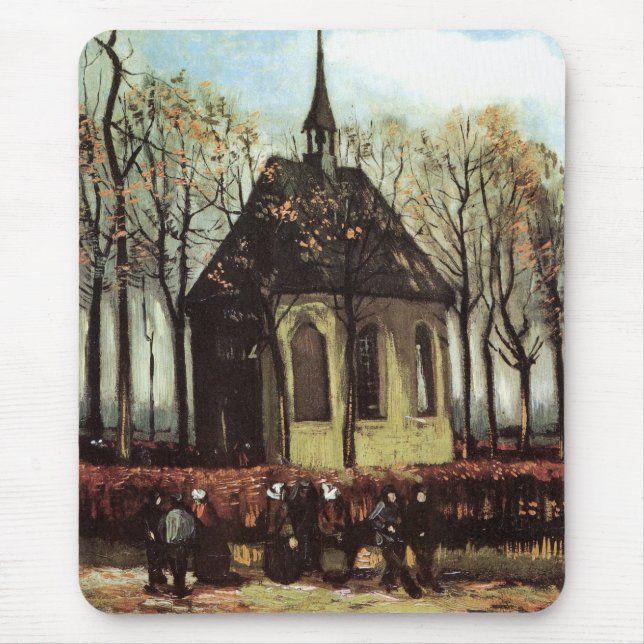 Congregation at Church, Nuenen by Vincent van Gogh Mouse Mat (Front)