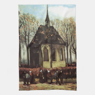 Congregation at Church, Nuenen by Vincent van Gogh Tea Towel
