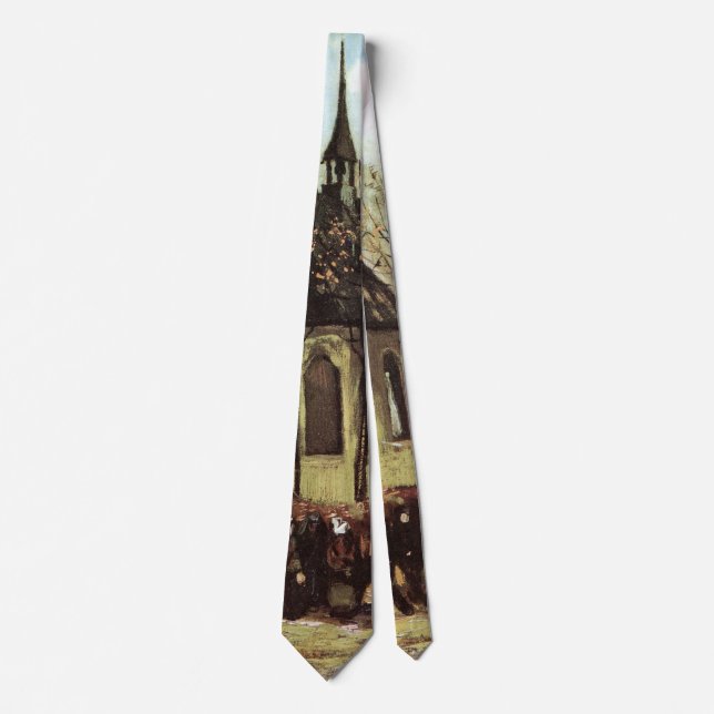 Congregation at Church, Nuenen by Vincent van Gogh Tie (Front)
