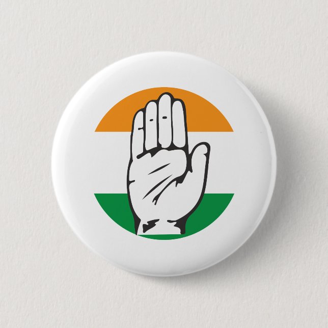 Congress Party of India Hand Symbol 6 Cm Round Badge (Front)