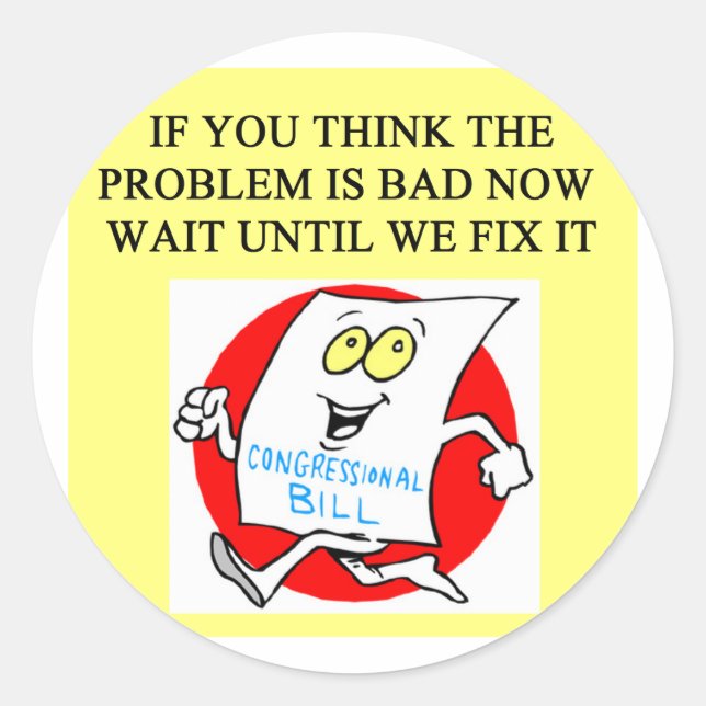 congress politics government sucks classic round sticker (Front)