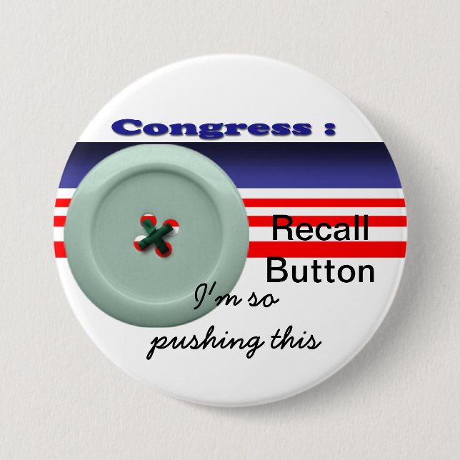 Congress recall 7.5 cm round badge (Front)