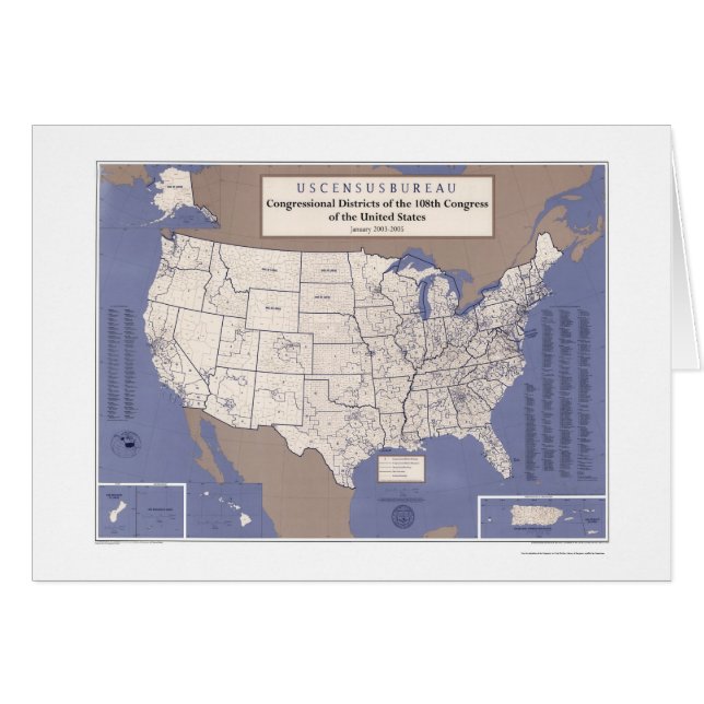 Congressional Districts Of USA  Map (Front Horizontal)