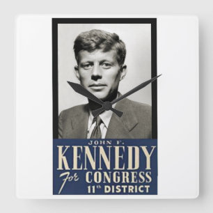 Congressman John F. Kennedy circa 1946 Square Wall Clock