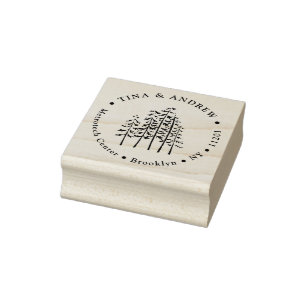 Coniferous Trees Holiday Custom Return Address Rubber Stamp