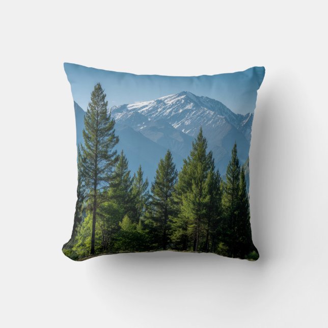 Coniferous Trees with Mountain Background Cushion (Front)