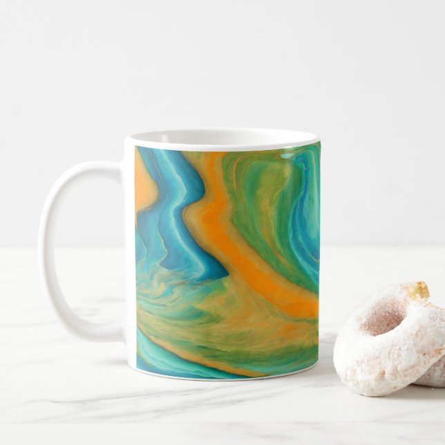 “Conil”. A Colourful Abstract Blend Coffee Mug (With Donut)