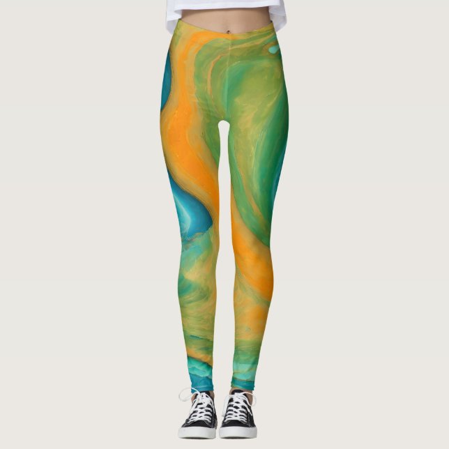 “Conil”. A Colourful Abstract Blend Leggings (Front)