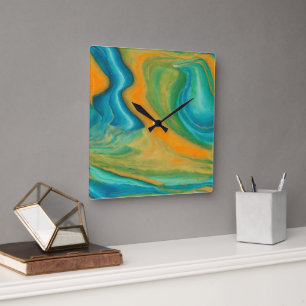 “Conil”. A Colourful Abstract Blend Square Wall Clock