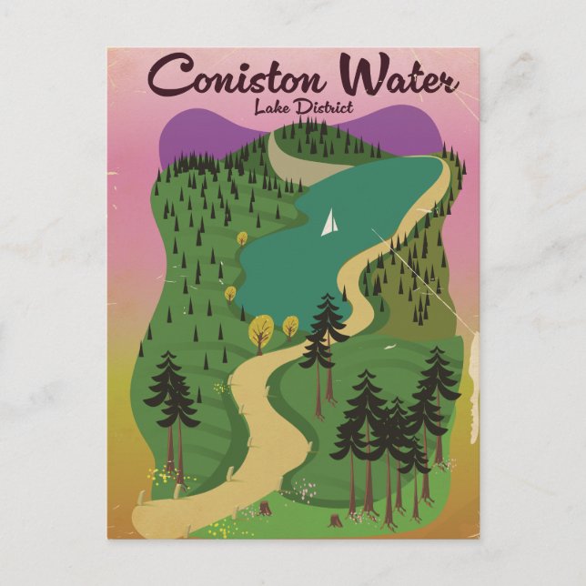 Coniston Water Lake District Postcard (Front)