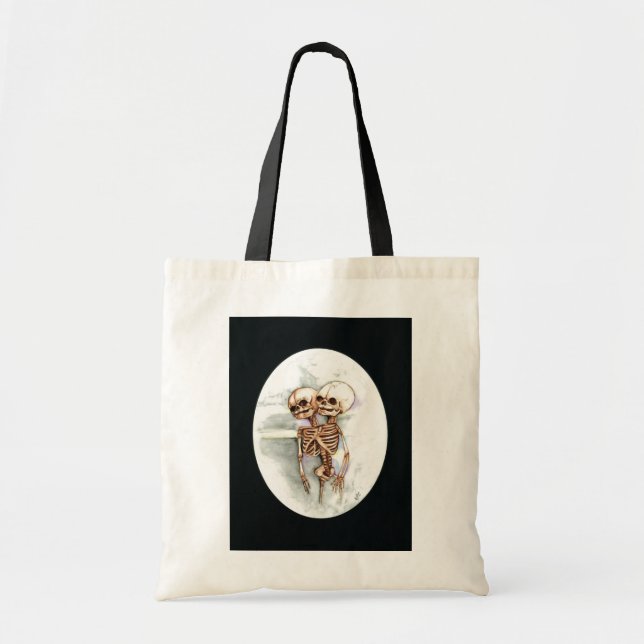 conjoined foetal skeleton tote bag (Front)