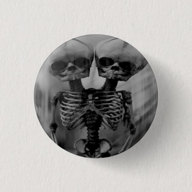 Conjoined Twins Skeleton button pin (Front)