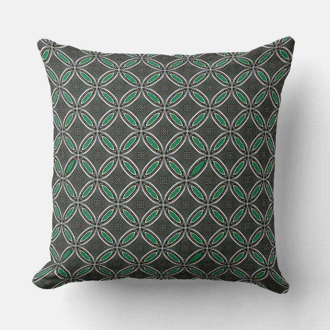 Conjoining Circle of Green Intersect on Gray Color Cushion (Front)