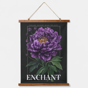 Conjure Enchant Bless the Path Purple Peony Hanging Tapestry